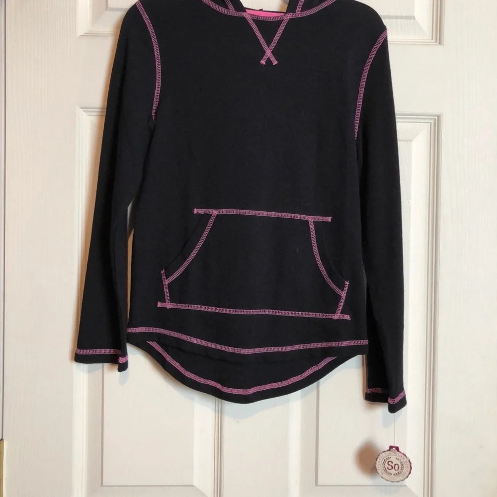 NWT SO Perfect Hoodie Black and Pink Size 7/8